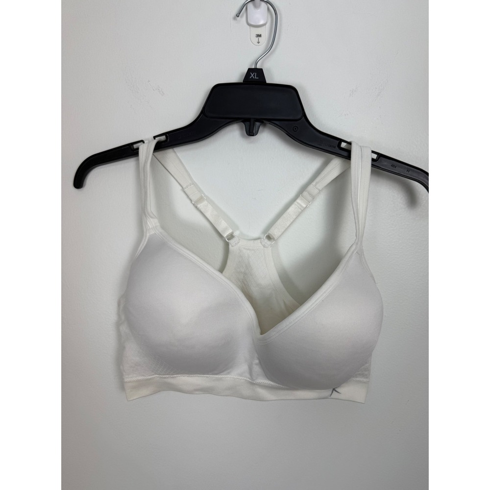 Athleta Solace Bra White Molded Cup Low Impact Sports Bra Adjustable Straps